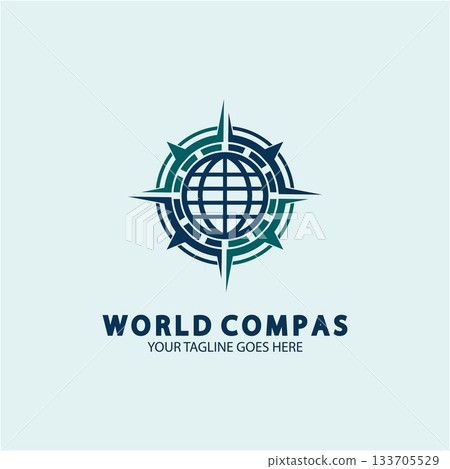 World Compass logo design, world logo concept, compass logo concept, earth icon, north, west, east and south direction, suitable for business and app logo or icon 133705529