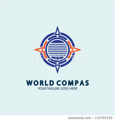 World Compass logo design, world logo concept, compass logo concept, earth icon, north, west, east and south direction, suitable for business and app logo or icon 133705530