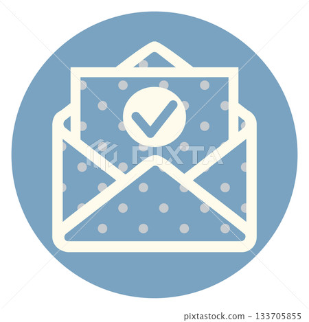 Email simple icon check mark blue polka dot Email simple icon check mark blue polka dot 133705855