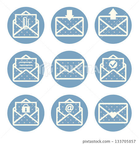 Mail simple icon set blue polka dots Mail simple icon set blue polka dots 133705857