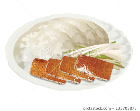 北京烤鴨（切片）佐薄年糕和蔥絲 133705875