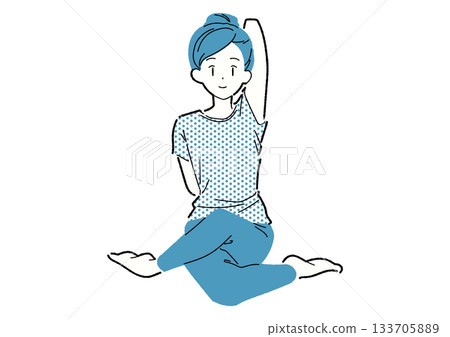 女子在瑜珈中伸展雙臂 女子在瑜珈中伸展雙臂 133705889