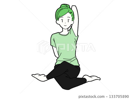 身穿瑜珈服的女子伸展雙臂 133705890