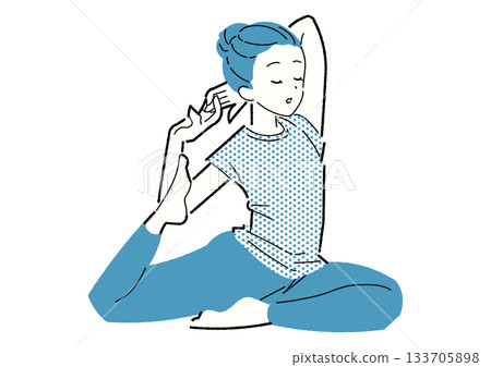 一位閉著眼睛的女子正在做瑜珈後彎式。 一位閉著眼睛的女子正在做瑜珈後彎式。 133705898