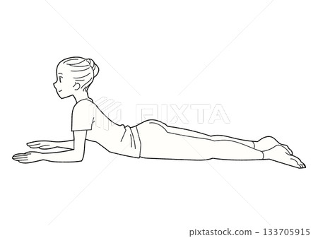 斯芬克斯式,女性做瑜伽,線畫 斯芬克斯式,女性做瑜伽,線畫 133705915