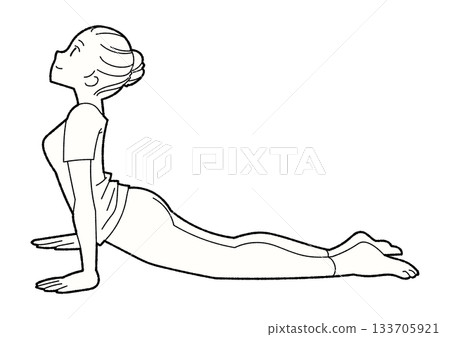 狗狗瑜珈女性線條畫 狗狗瑜珈女性線條畫 133705921