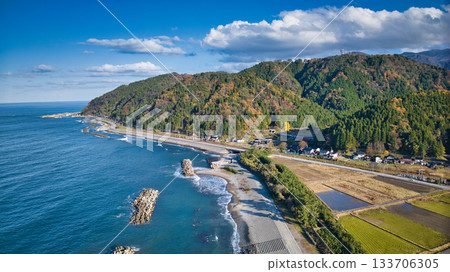 Scenery around the Sasagawa district of Asahi Town, Toyama Prefecture, Japan 133706305