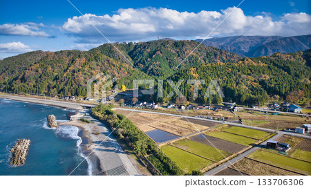 Scenery around the Sasagawa district of Asahi Town, Toyama Prefecture, Japan Scenery around the Sasagawa district of Asahi Town, Toyama Prefecture, Japan 133706306