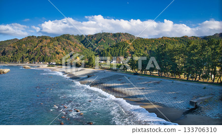 Scenery around the Sasagawa district of Asahi Town, Toyama Prefecture, Japan Scenery around the Sasagawa district of Asahi Town, Toyama Prefecture, Japan 133706310