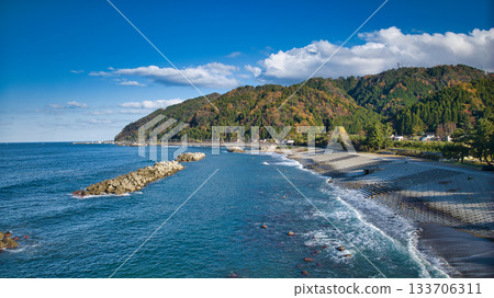 Scenery around the Sasagawa district of Asahi Town, Toyama Prefecture, Japan 133706311