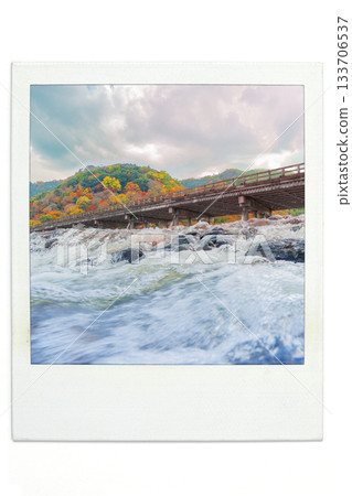 Togetsukyo Bridge Autumn Polaroid style 133706537