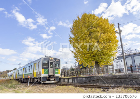 A Kururi Line train arriving at Hirayama Station A Kururi Line train arriving at Hirayama Station 133706576