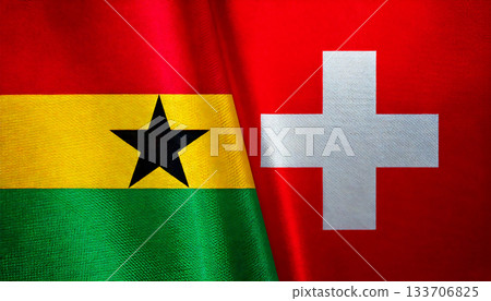 瑞士國旗和加納國旗 133706825