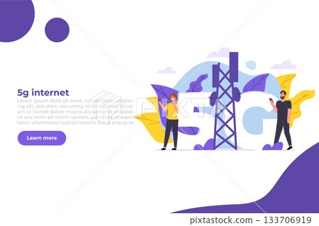 5G network wireless technology small characters concept. Vector illustration. 133706919