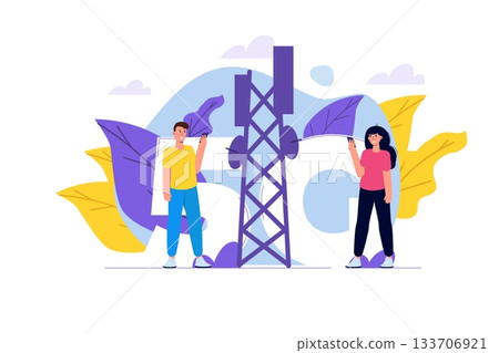 5G network wireless technology small characters concept. Vector illustration. 133706921