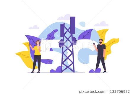 5G network wireless technology small characters concept. Vector illustration. 133706922