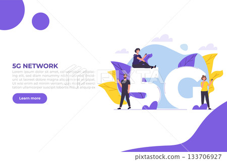5G network wireless systems, High-speed mobile Internet concept. Vector illustration 133706927