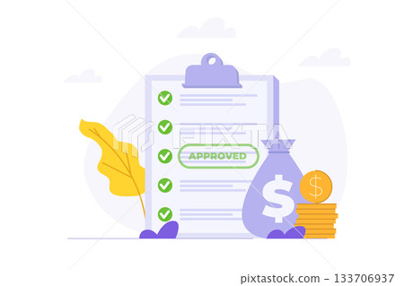 Approved credit bill, Payment approved concept. Flat Vector illustration. Approved credit bill, Payment approved concept. Flat Vector illustration. 133706937