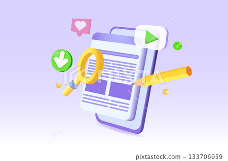 Website appearance, web design, web developing concept. 3D Vector illustrations for banner, website, landing page, flyer. Website appearance, web design, web developing concept. 3D Vector illustrations for banner, website, landing page, flyer. 133706959