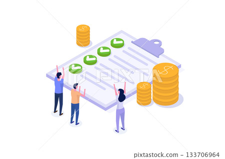 Isometric Approved credit bill, Payment approved concept. Vector illustration. Isometric Approved credit bill, Payment approved concept. Vector illustration. 133706964