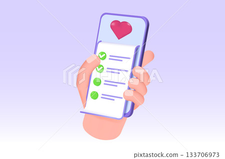 3D Online shopping wishlist, add to personalized collection concept. Vector illustration. 133706973
