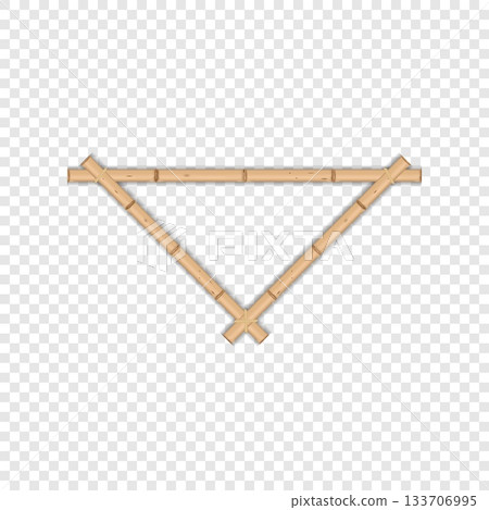 Japanese rustic realistic bamboo frame. Vector illustration isolated. Japanese rustic realistic bamboo frame. Vector illustration isolated. 133706995