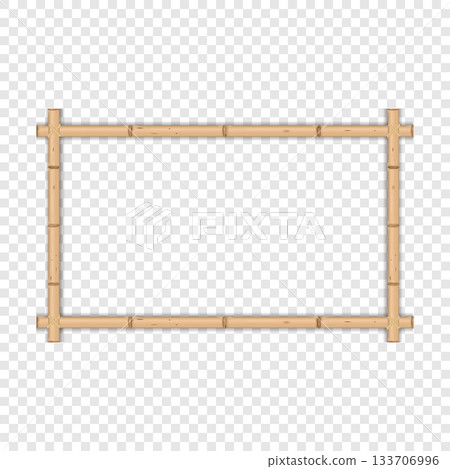Japanese rustic realistic bamboo frame. Vector illustration isolated. Japanese rustic realistic bamboo frame. Vector illustration isolated. 133706996