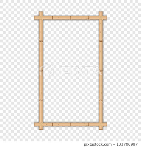 Japanese rustic realistic bamboo frame.  Vector illustration isolated. 133706997