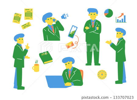 Pose set for men in working suits Pose set for men in working suits 133707023