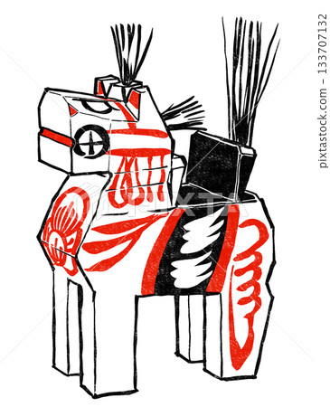 傳統美春 白色駒 印花風格 紅黑 傳統美春 白色駒 印花風格 紅黑 133707132