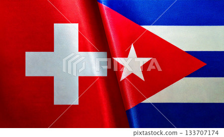 瑞士國旗和古巴國旗 133707174