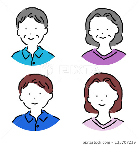 簡潔的男女圖標，涵蓋各個年齡層。 133707239