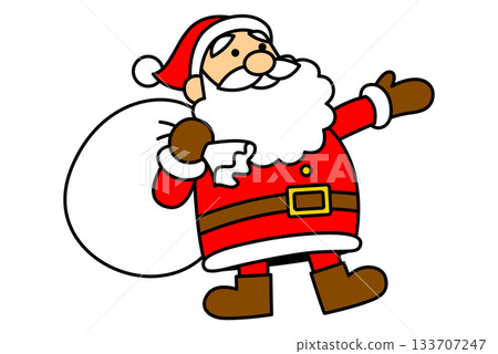 Santa Claus carrying a bag of presents Santa Claus carrying a bag of presents 133707247