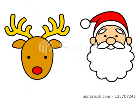 Santa Claus and reindeer faces 133707248