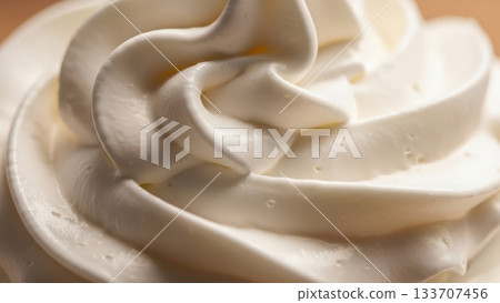 Close-up of whipped cream, fluffy dessert 133707456