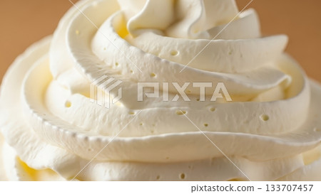 Close-up of whipped cream, fluffy dessert 133707457