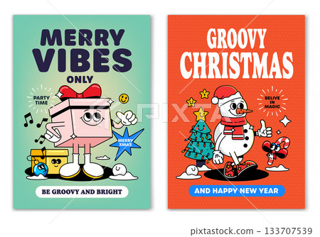 Groovy Christmas poster design 4 Groovy Christmas poster design 4 133707539