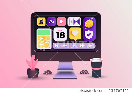 Modern 3d illustration of Creative apps 133707551