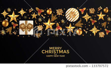 Holiday New year card - 2019 on black background 2 Holiday New year card - 2019 on black background 2 133707572