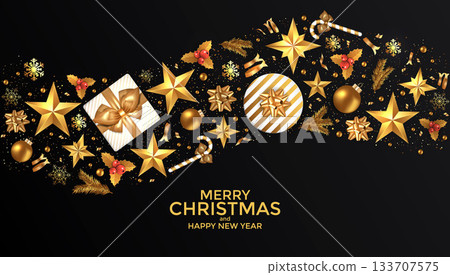 Holiday New year card - 2019 on black background 4 133707575