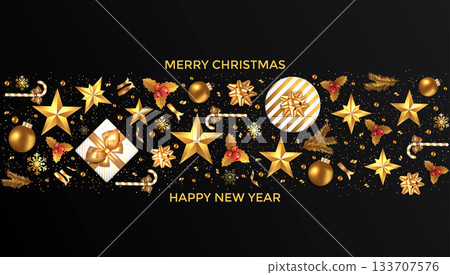 Holiday New year card - 2019 on black background 6 Holiday New year card - 2019 on black background 6 133707576