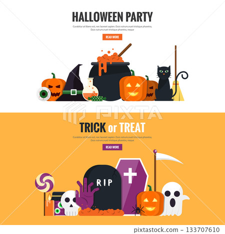 Hallowen flat designed Banners 2 Hallowen flat designed Banners 2 133707610