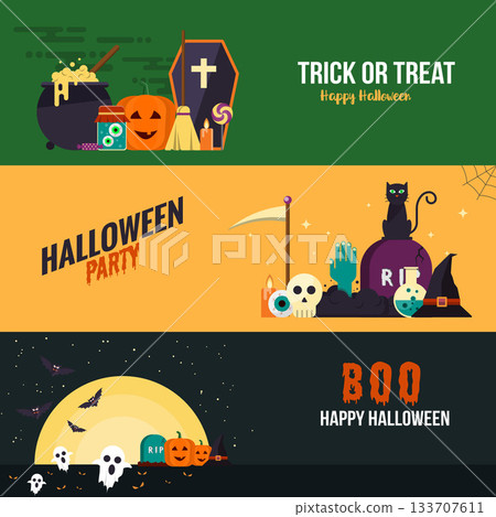 Hallowen flat designed Banners Hallowen flat designed Banners 133707611