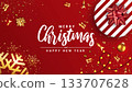 Holiday New year card - Merry Christmas on red background 133707628