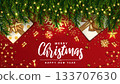 Holiday New year card - Merry Christmas on red background 4 133707630