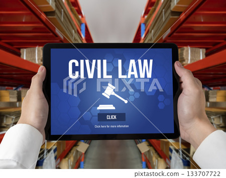 Civil law brisk information showing on computer screen for Common Justice 133707722