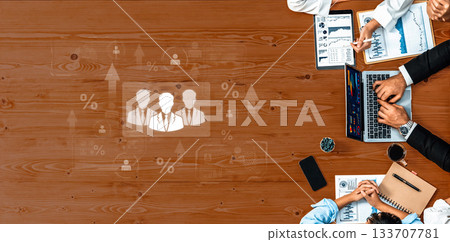 Human resources analytics showing team performance and business growth. Fermion 133707781