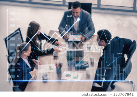 Team Collaboration in Modern Office Analyzing Business Performance with Graphs and Data Visualization for Strategic Decision Making Scalp Team Collaboration in Modern Office Analyzing Business Performance with Graphs and Data Visualization for Strategic Decision Making Scalp 133707941