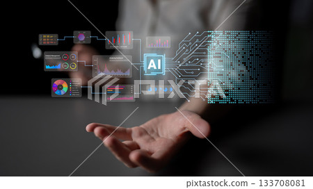 Artificial intelligence data analysis and visualization network concept Parse 133708081