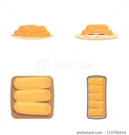 Assortment of pancake roll illustrations 133708244